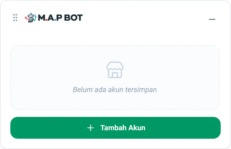 Pengelola akun ekstensi M.A.P BOT tanpa akun tersimpan.